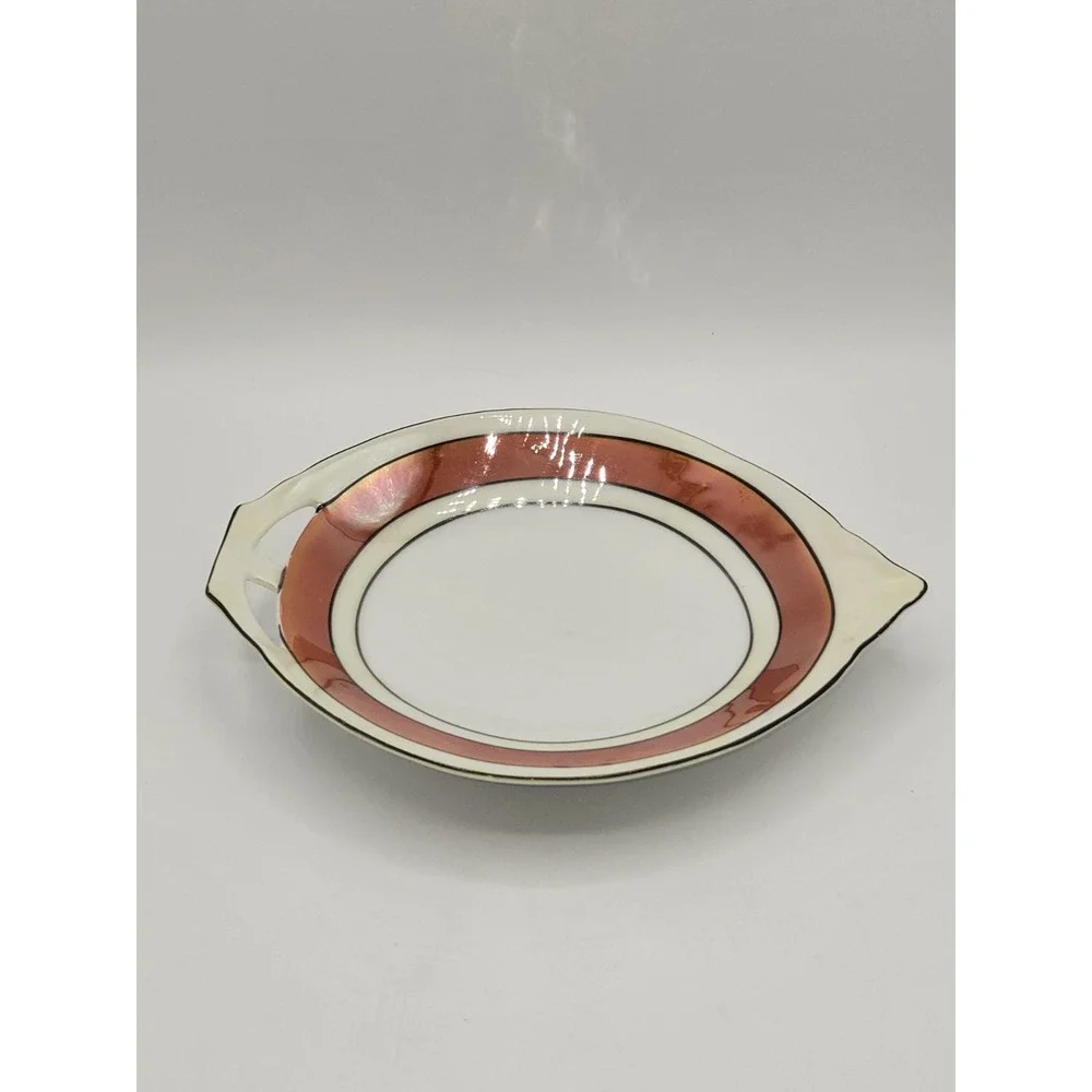 Bavaria Germany US Zone Porcelain Bonbon Relish Dish Copper Luster‎ 7.25